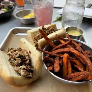 Dry chicken on the chicken Philly with amazing sweet potato fries! (I did not get the added sweet stuff on the fries)