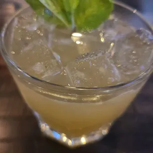 a close up of a drink in a glass