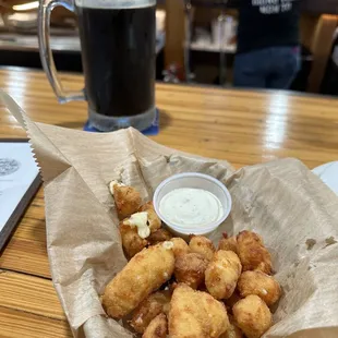 Cheese curds and milk stout!
