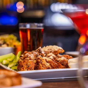 chicken wings and fried chicken, food
