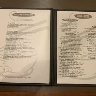 10/3/22: Menu prices- vegetarian &amp; pho