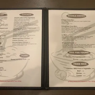 10/3/22: Menu prices- entrees &amp; noodles