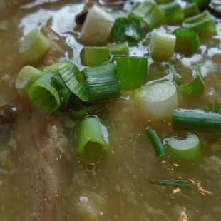 Hot and sour soup, close-up.