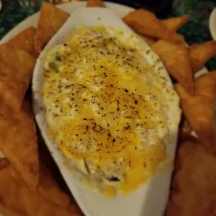 crab dip app is mild. Very nice pita bread.