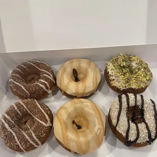 a dozen donuts in a box