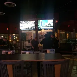 Setting up for karaoke!