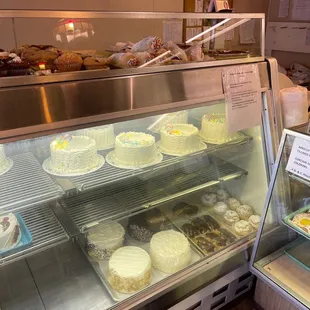 a display of cakes and pastries