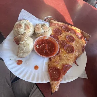 Slice of Pepperoni &amp; an order of Garlic Knots (orders come in 3)