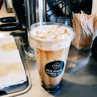 a cold beverage in a plastic cup