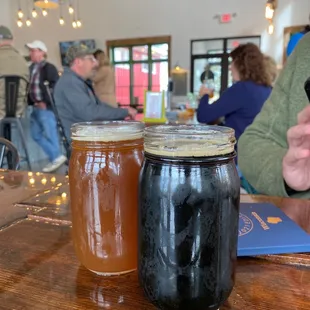 two jars of beer