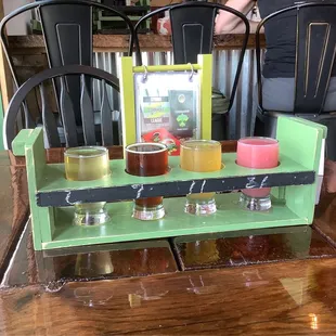 a display of different beers