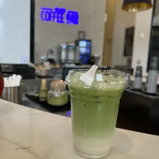 Iced caramel matcha