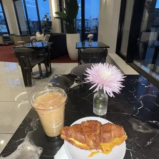 Latte and croissant