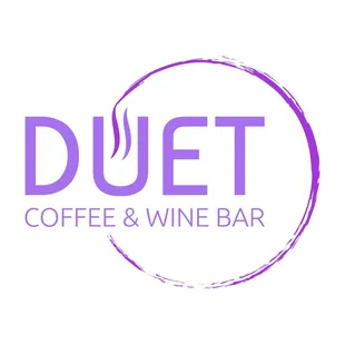 the logo for duet coffee and wine bar