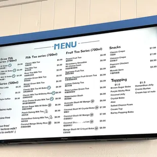 Menu as of 1.19.2025