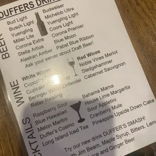 Drink Menu