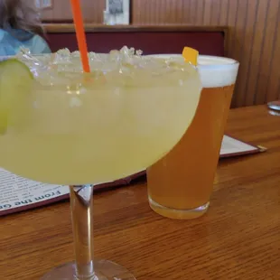 a margarita and a pint of beer