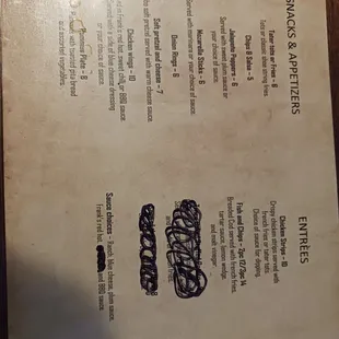 a menu for a restaurant