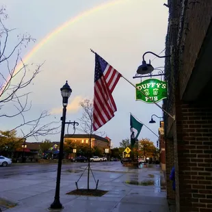 a rainbow in the sky
