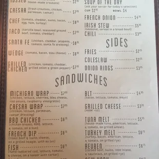 menu
