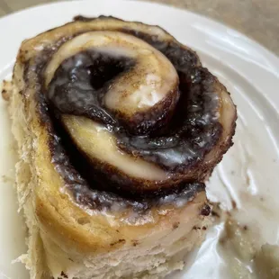 Half eaten cinnamon roll, so good!