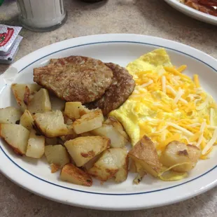 2 eggs, sausage, &amp; home fries