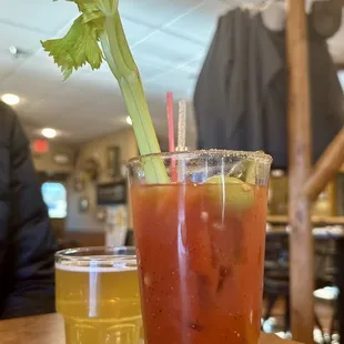 Bacon Jalapeño Vodka Bloody!   Hands down one of the best bloodies I've ever had.  Right amount of spice and not too thick!  Perfection!!