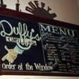 the menu on the wall