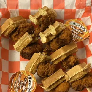Chicken and Waffle Skewers