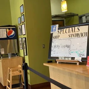 a sign in a restaurant