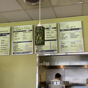 menus on the wall