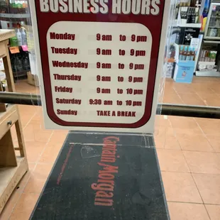 a business hours sign
