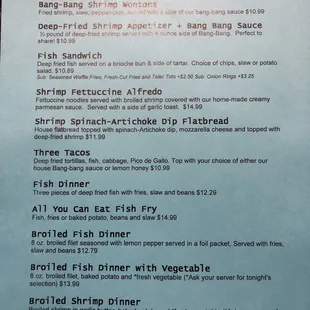 Lent Menu