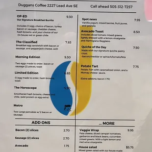 All day breakfast menu