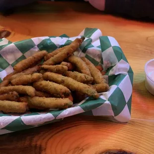 Fried green beans with ranch