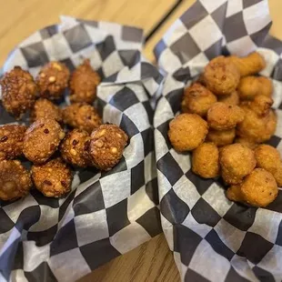 Pretzel balls and mushrooms