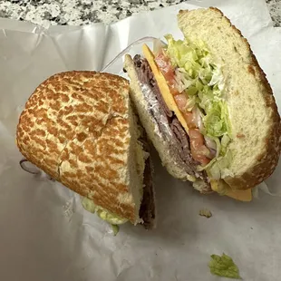 Roast beef and cheddar sandwich