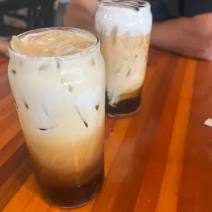 Banana latte and vanilla latte