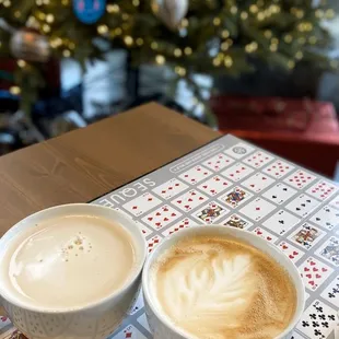 lavender fog latte and banana foster latte