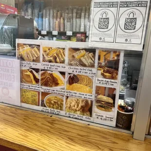 the menu for the restaurant
