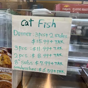 a menu for a restaurant