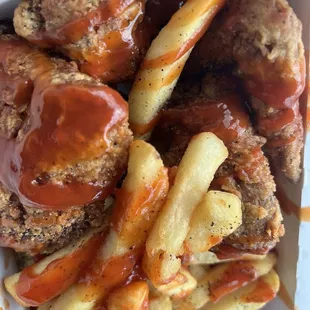 fried chicken and french fries