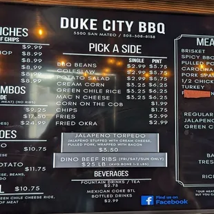July 29, 2023 menu board