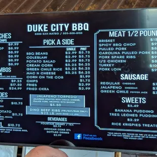 July 2024 menu board