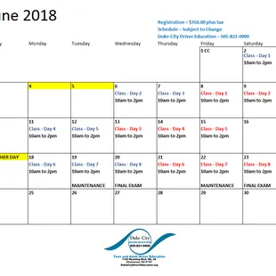 Begin ANY Class Day 1 thru 7, Customize the rest. Military, Sibling, Referral Discounts Available.