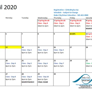 Teen Driver Education Class April 2020