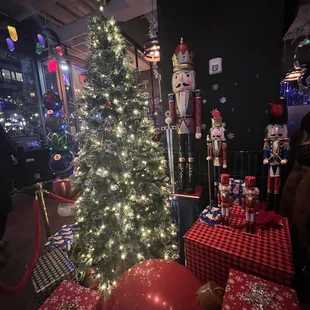 a christmas tree and decorations
