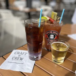 Lavender ice coffee and Bloody Mary