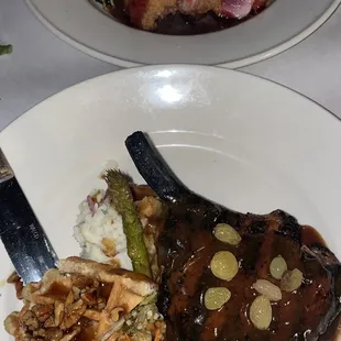 Duck (top) &amp; pork chop (bottom)