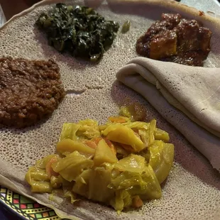 Veggie combo: love the cabbage and the greens!